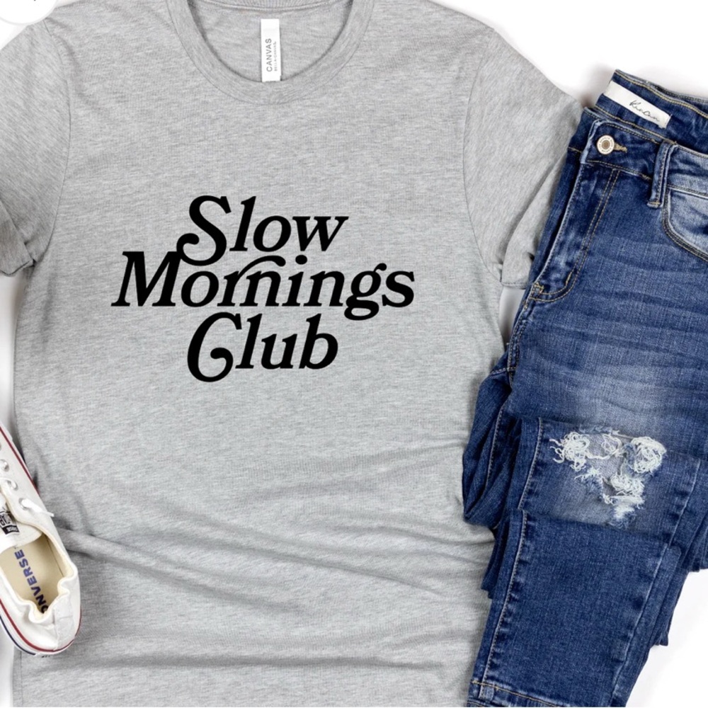 Gray 'Slow Mornings Club' T-Shirt
